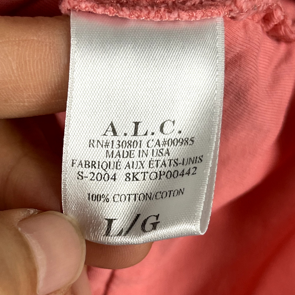 ALC Monica Cropped Top Womens Large Pink Cotton Short Sleeve Back Tie Casual - Picture 10 of 16